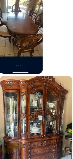 Huge Heavy Kitchen Table And China Cabinet
