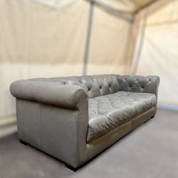 Restoration Hardware Moderna Chesterfield Leather Sofa Delivery Availablee