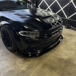 Widebody  Dodge Charger front lip splitter skirts Wickerbill