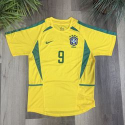 Nike Brazil 2002 Home Ronaldo 9 Retro Soccer Jersey Vintage Football Shirt Sz M (Camiseta De Futbol)