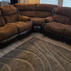 Ashley Furniture 3 Piece Reclining Sectional  Couch