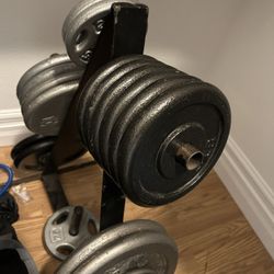 Weights+Rack, Bar, Dumbells