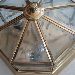 Brass beveled glass 9 inch diameter ceiling light