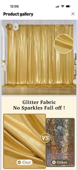10x10 ft Gold Sequin Backdrop Curtain Panels for Parties, Wrinkle Free Glitter Photo Backdrop Drapes 2 Panels 5x10FT Shimmer Back Drop Cloth for Weddi