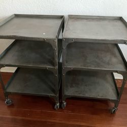 Industrial Metal Rolling Carts / Side Tables / Clothing Display