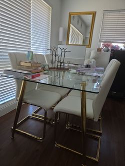 Gold Glass Dining Table