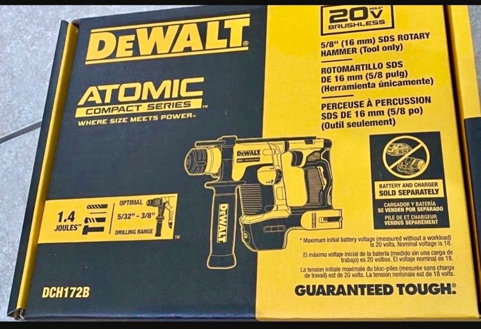 EXCLUSIVE DEAL⚠️DEWALT ATOMIC 20-Volt Battery MAX Cordless Brushless Ultra-Compact 5/8 in. SDS + Hammer Drill (Tool-Only)u