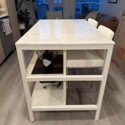 West Elm Marble Kitchen Island With TOV Barstools