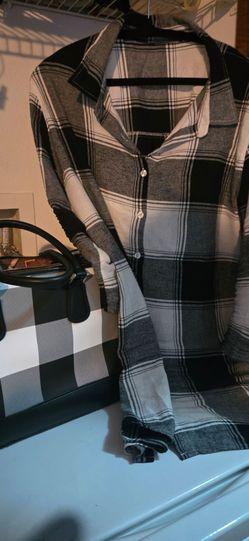 Cute square black and gray Custom dress and matching purse  L or M