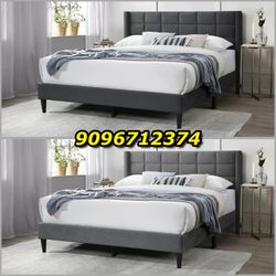Full grey euro platform bed with ortho mattress included