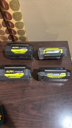 Ryobi 40V Lithium-Ion 4.0 Ah Batteries - Like New