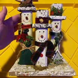 Snowman candle holder $5