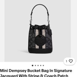 Coach Mini Dempsey Bucket Bag Jacquard New
