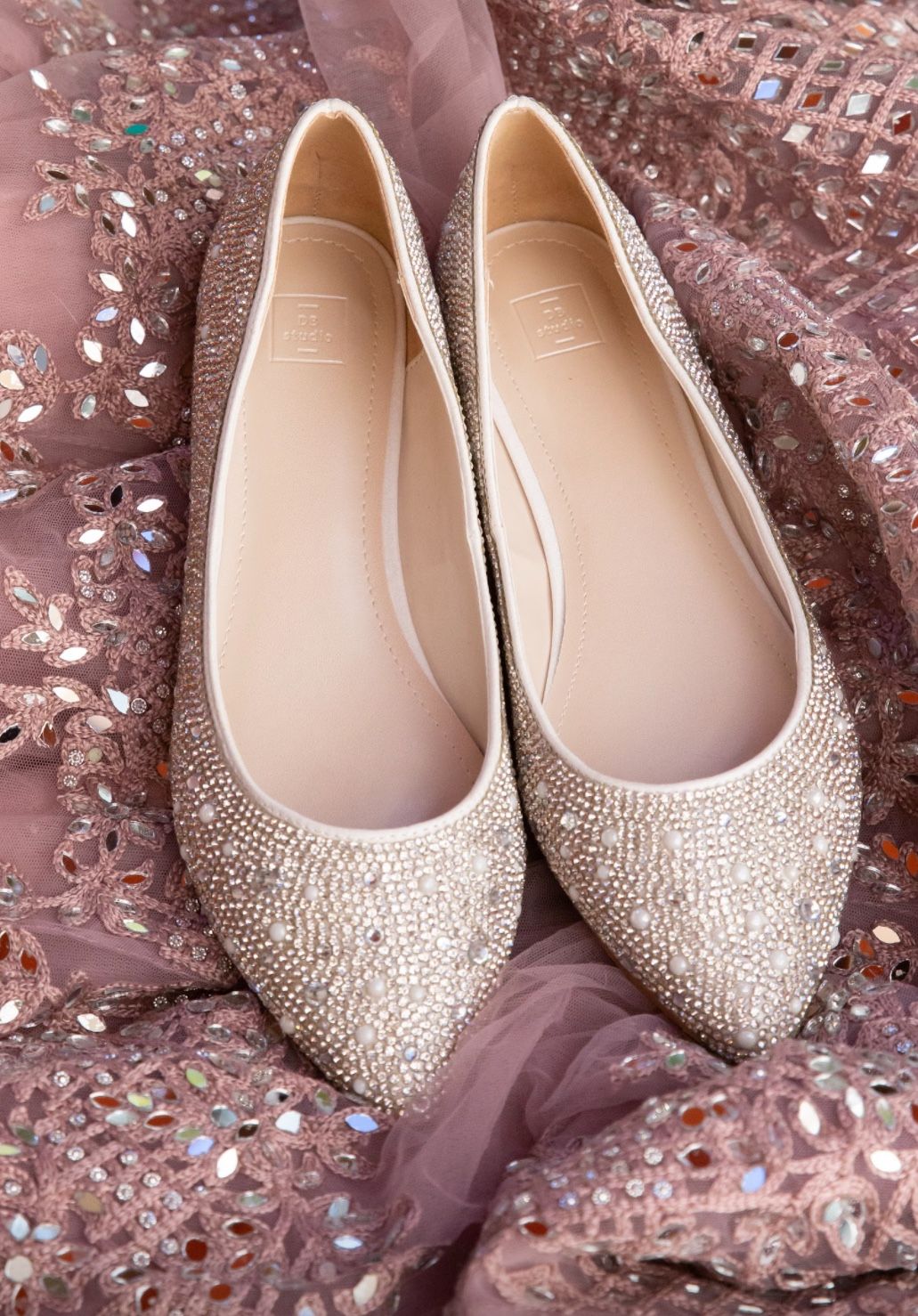 Rhinestone Pointed Ballet Flats for Women