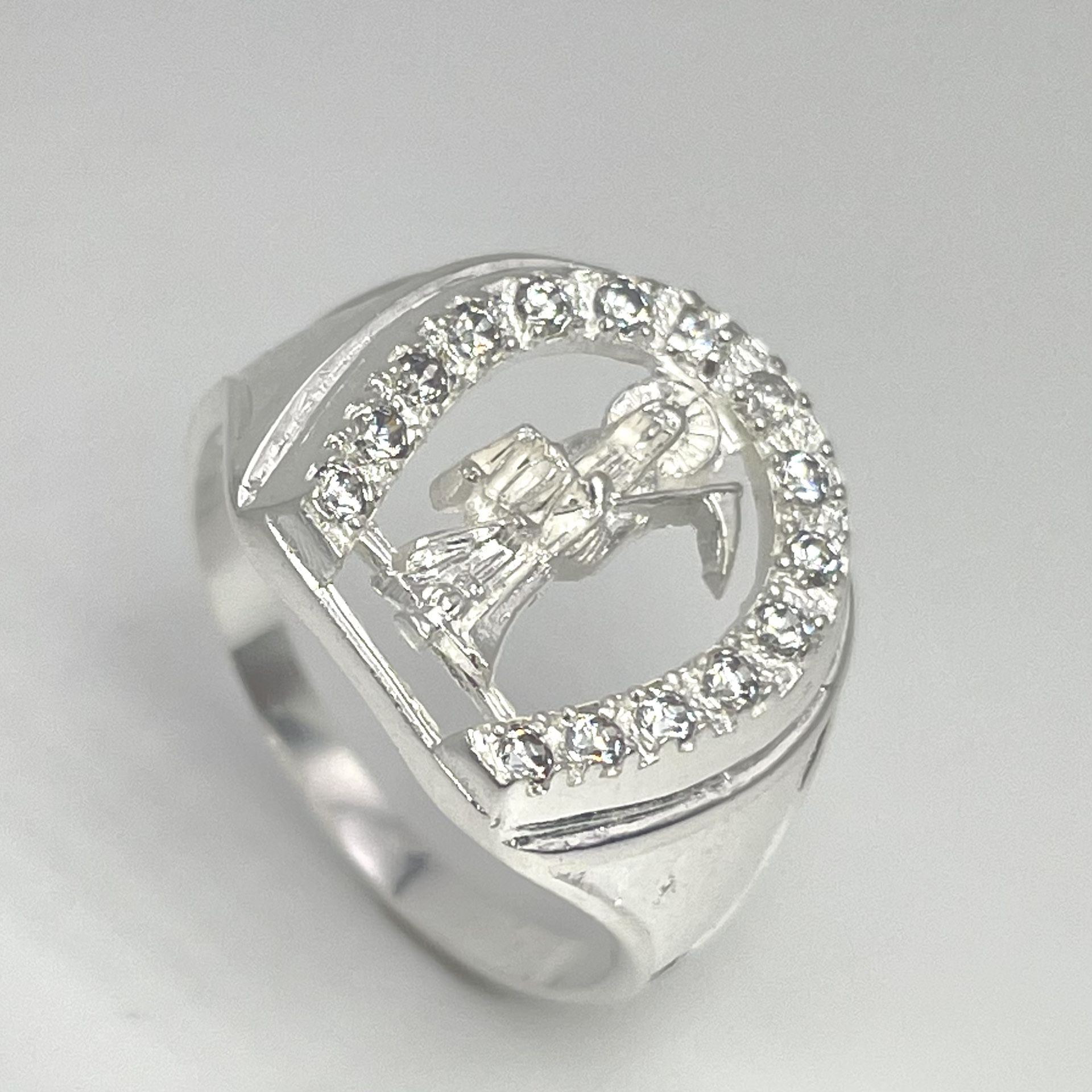 Santa Muerte Ring 925 Sterling Silver Grim Reaper Horseshoe