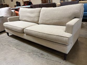 ROOM & BOARD Modern Basket Weave Beige Down Filled Wide Seat Sofa