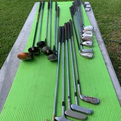 18 Golf Clubs Total (includes Acushnet Putter)