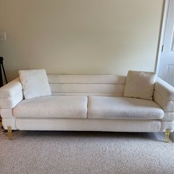 White Boucle Sofa