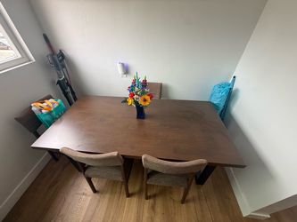 Wood Dining Table with 4 Chairs