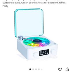 Waves Vinyl Bluetooth Speaker with Ambient Light, Retro Vinyl Player Style Speaker, Adjustable Light & Time, 360° Surround Sound, Ocean Sound Effects 