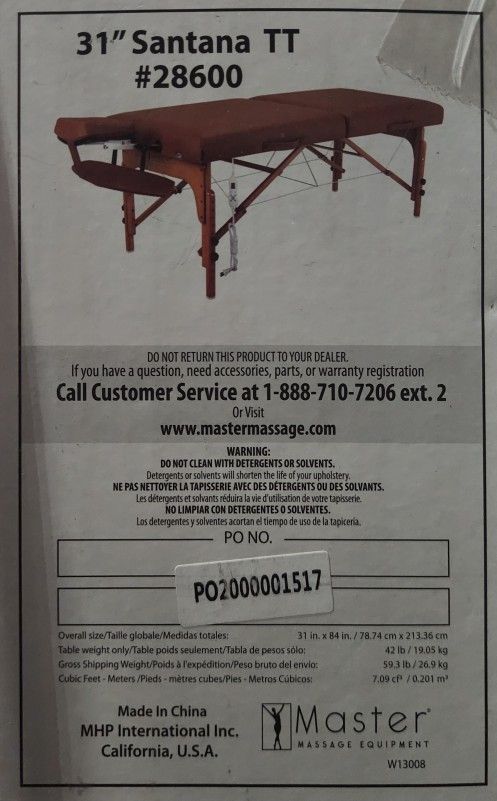 Massage Table, Master Massage 31" Santana TT