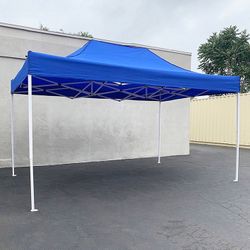 (NEW) $145 Heavy-Duty 10x15 FT Outdoor Ez Pop Up Canopy Party Tent Instant Shades w/ Carry Bag (White, Blue)