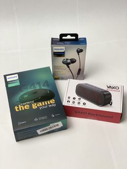 Bundle of gaming Mouse, Earphones , and water resistant Wireless Speaker