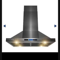 AKDY 30 in. 343 CFM Convertible Kitchen Island Mount Range Hood in Black Stainless Steel Touch Control (Retail Price $660)

