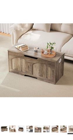 43.70 Storage Chest, Retro Storage Bench, Storage Trunk with 2 Safety Hinges, Large Entryway Bench Box, U-Shaped Opening for Entryway Hallway Living R