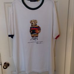 Polo Ralph Lauren Big and Tall Men's Polo Bear Basketball T-Shirt White Size 1XB. 