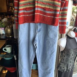 Vintage, Lauren Raphael, sweater, and jeans