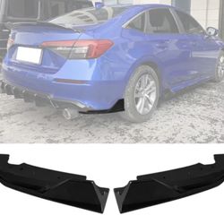 Fits 22-23 Honda Civic 11th FE-C Style Rear Bumper Lip Corner Aprons Matte Black