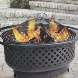 Belavi 30" Outdoor Heavy Duty Steel Fire Pit Wood Burning Stove BBQ Grill