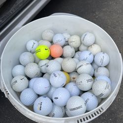 5 Gallon Bucket Full Of Mixed Brand Golf Balls 