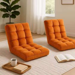 set of 2/Floor Chair, 24 inches Wide Oversized Velvet Armless Lay Flat Floor seat Padded Meditation Chair