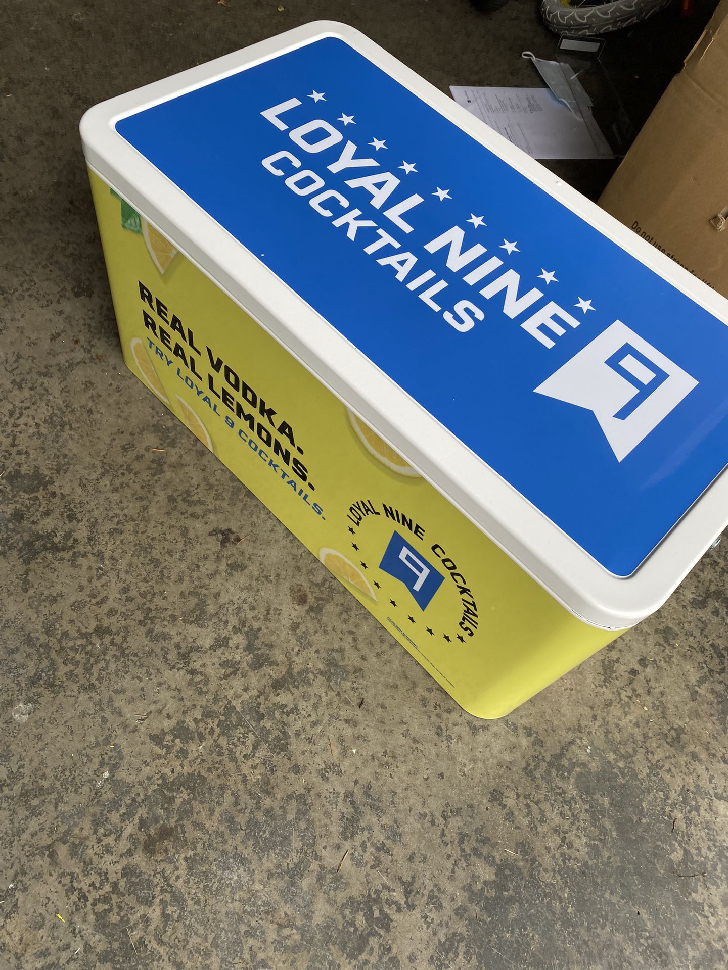 Loyal 9 branded cooler W/legs & wheels (not Assembled)