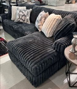Ashley Furniture Madness Black Corduroy Sectional Couch Set Fast Delivery Military Discount Color Options For further information please text me...
-