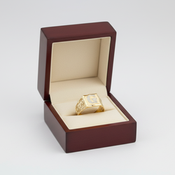 14K Yellow Gold Diamond Cut Letter "G" Ring