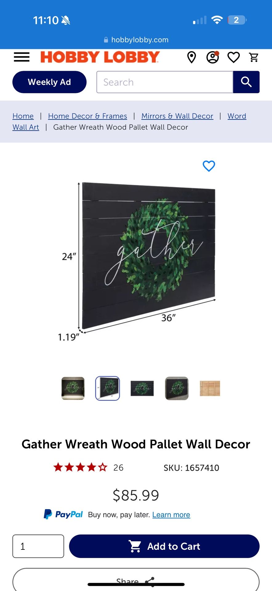 Hobby Lobby Gather Sign