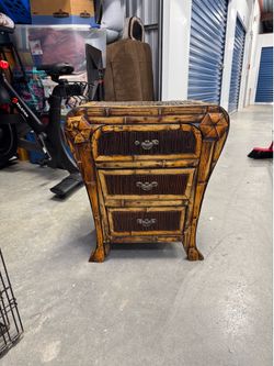Rustic Bamboo/Tiki Style 3-Drawer End Table / Nightstand – Great Condition