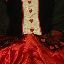 Girls Queen of Hearts Halloween costume, play dressup. Alice in Wonderland or Through the Looking Glass 7-9  east, west, north