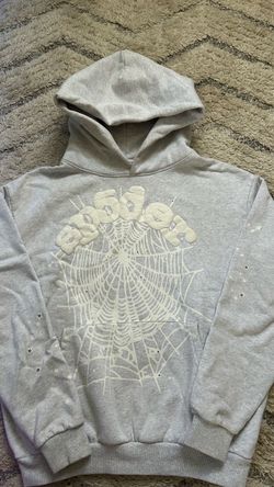 Sp5der Web Graphic Hoodie Grey Size Small