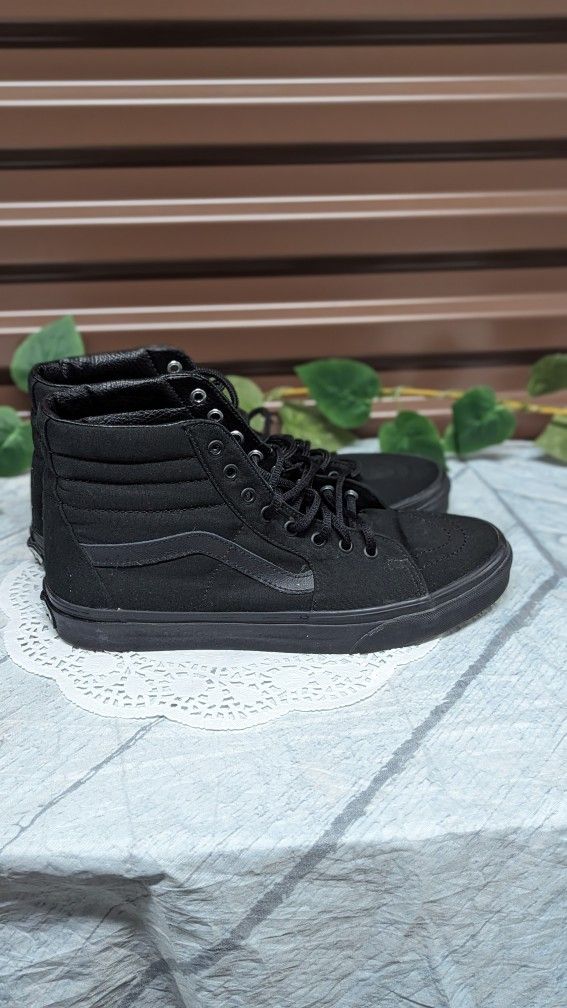 Vans Off The Wall Size 11  Mens Black On Black Hi Top Sneakers 