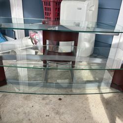 glass tv stand metal wood accents 
