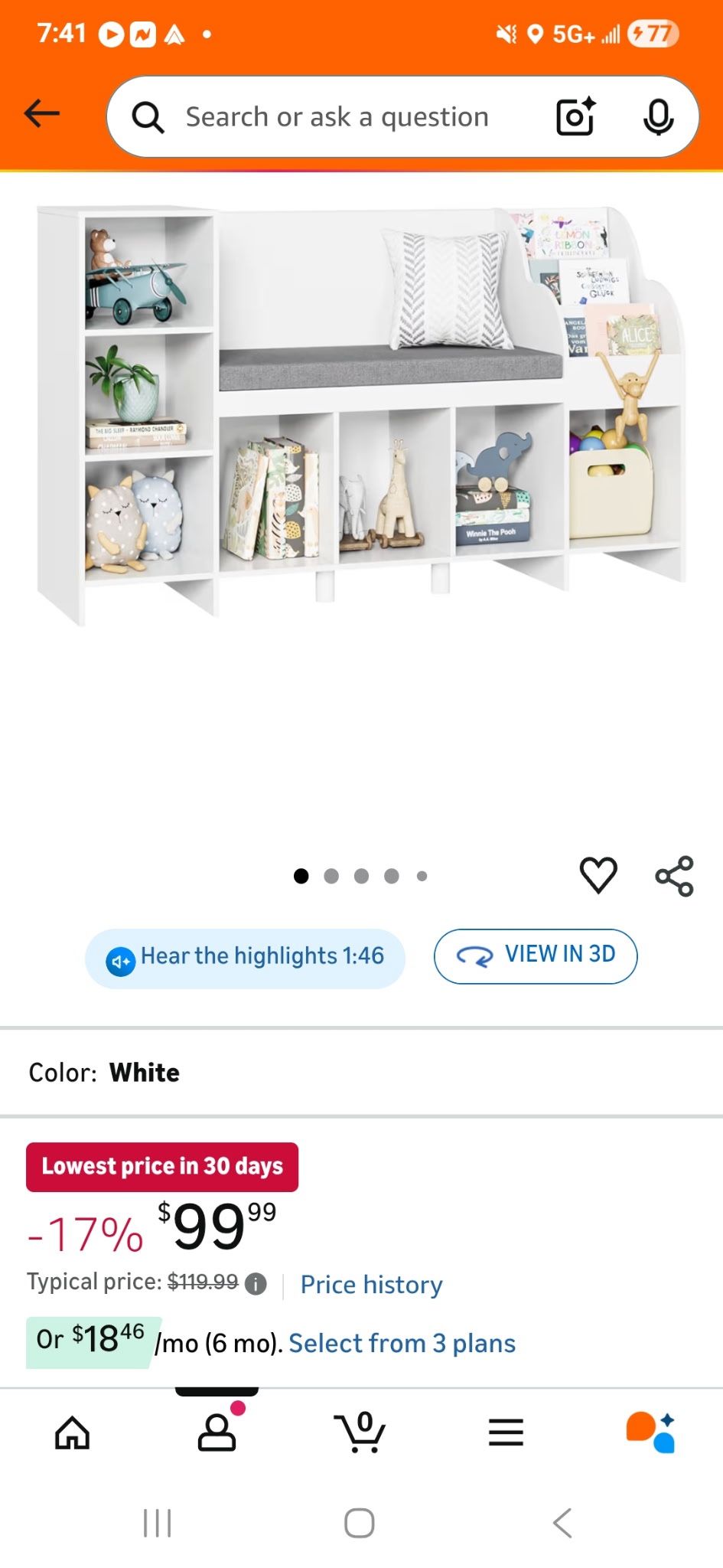 Kids Bookshelf With Reading Nook