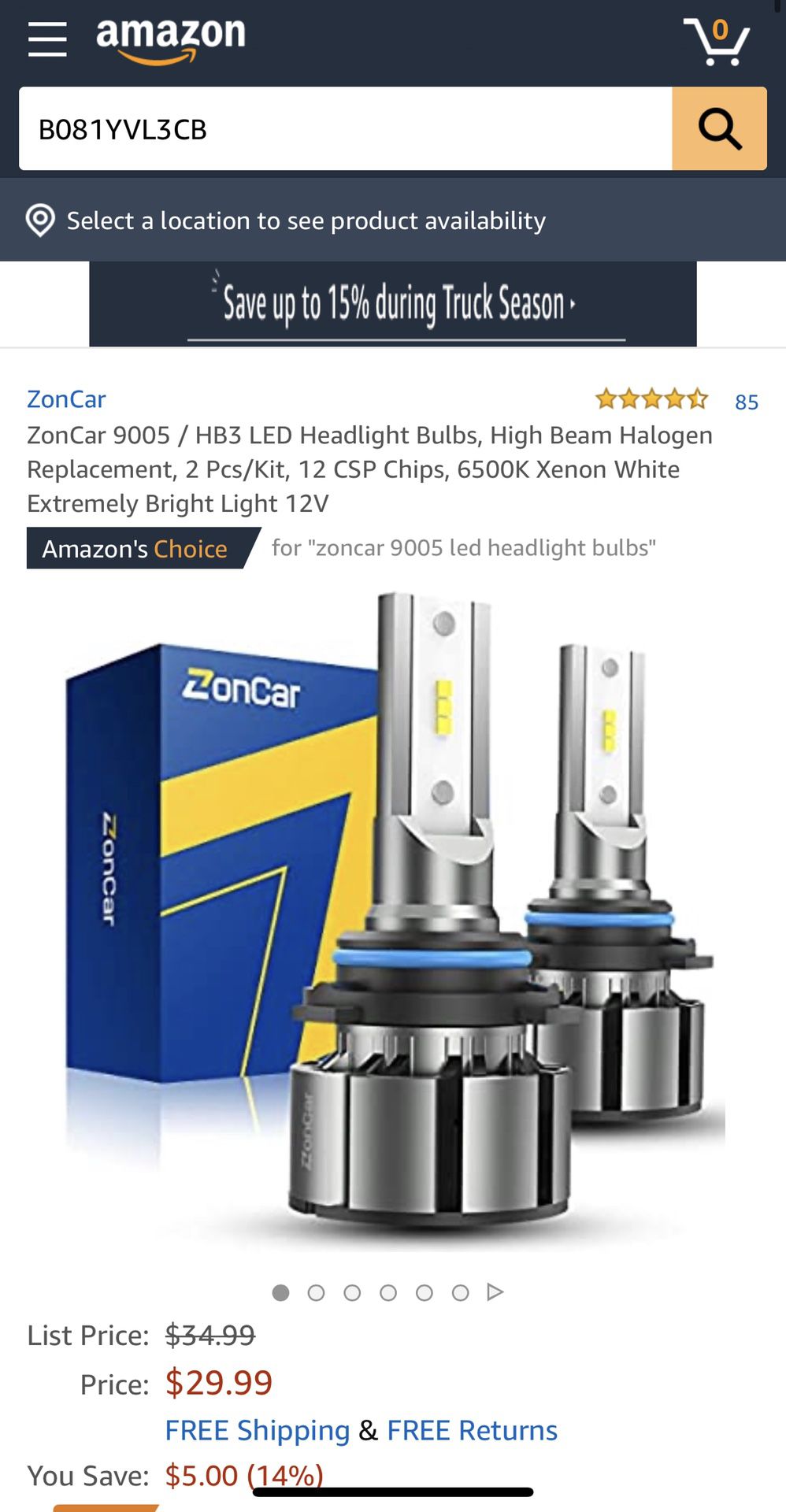 9005 / HB3 LED Headlight Bulbs