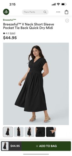 Breezeful V-Neck Short Sleeve Midi Dress 2x