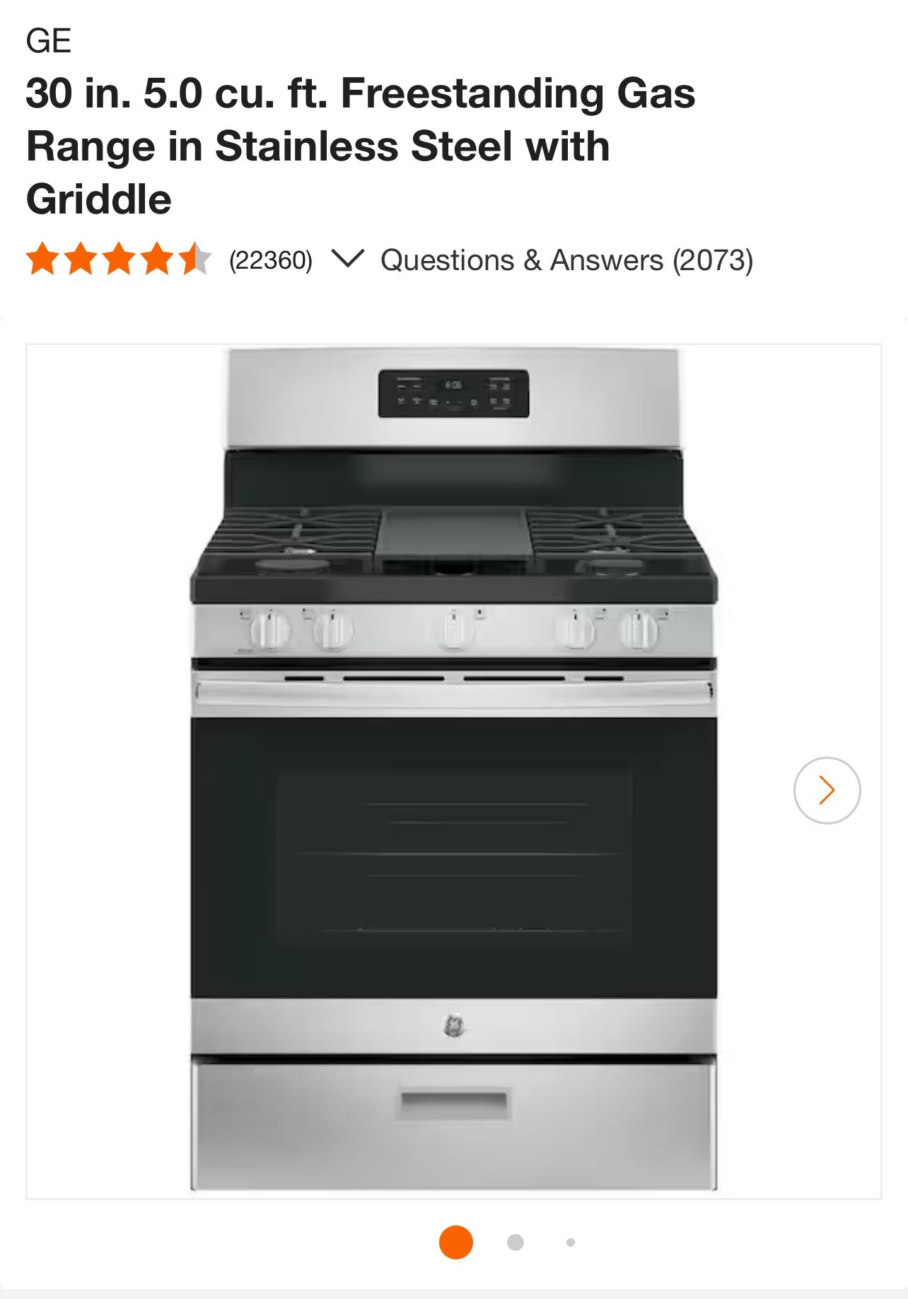 BRAND NEW GE 30” Stainless Steel Gas Stove w/ Griddle