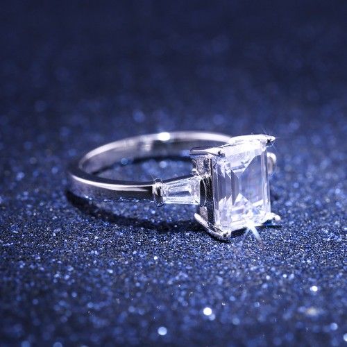 "Wedding/Engagement Pure Gemstone Dainty Silver Ring for Women, VIP468
  