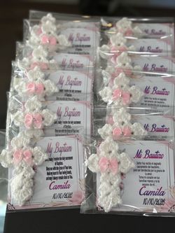 Crochet Cross Baptism Favor Set